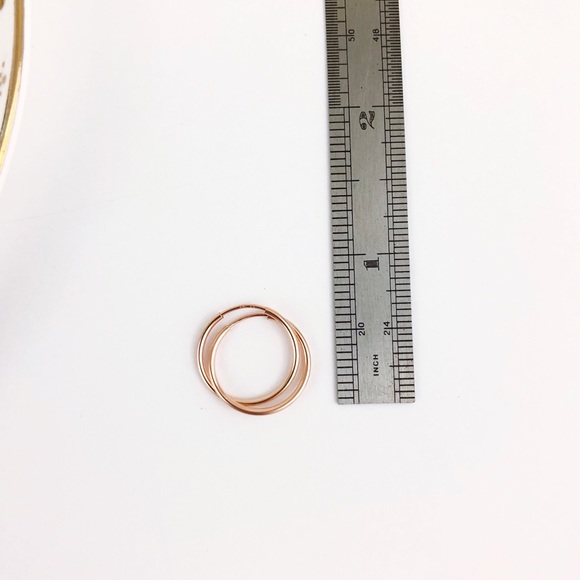 Rose Gold Minimalist Endless Hoop Earrings NEW - Picture 4 of 8